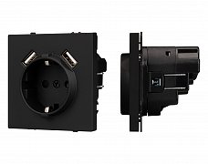Механизм розетки с USB зарядкой SCT-NOBE-MUAA-SFPL-BK (230V, 16A) (Arlight, Черный оникс)