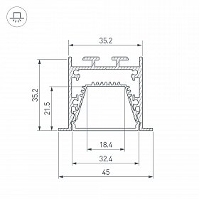 Профиль LINIA45-F-TRAY-2000 BLACK (Arlight, Алюминий)