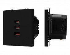 ARL NOBE USB Розетка тип А+С+С софт-тач черный оникс SCT-MUACC-SFPL-FC-BK (65W, QC3) (Arlight, -)