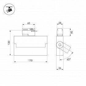 Светильник LGD-LOFT-TRACK-2TR-S170-10W Warm3000 (WH, 24 deg, 230V) (Arlight, IP20 Металл, 3 года)