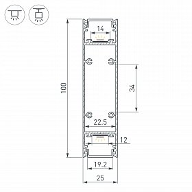 Профиль SL-LINE-25100-DUAL-2500 GOLD CHAMPAGNE  (Arlight, Алюминий)