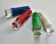 Автолампа ARL-T5 Yellow Flat 5mm LED (12V, W1.2W Wedge) (ANR, Закрытый)