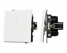 Механизм выключателя двухклавишный непроходной SWT-TENDO-MK02-SFPL-WH (230V, 10A) (Arlight, Матовый белый)