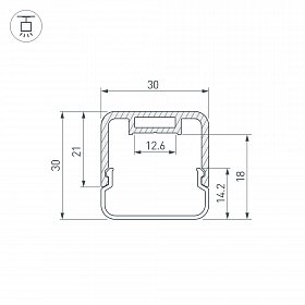 Профиль с экраном LINE-D-3030-2000 SQUARE BLACK+OPAL (Arlight, Алюминий)