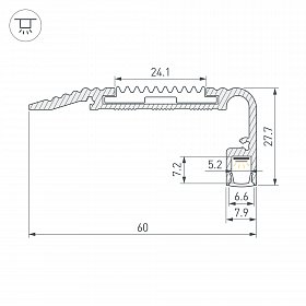 Профиль STAIR-W60-2000 ANOD (Arlight, Алюминий)