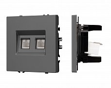 ARL NOBE Розетка телефонная двойная софт-тач серый базальт SCT-MTL2-SFPL-GR (2хRJ-11, 4C) (Arlight, -)