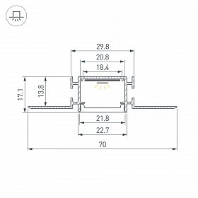 Профиль FANTOM-BENT-W23-SIDE-2000 ANOD (Arlight, Алюминий)