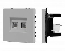 ARL NOBE Розетка телефонная двойная софт-тач никель SCT-MTL2-SFPL-IS (2хRJ-11, 4C) (Arlight, -)