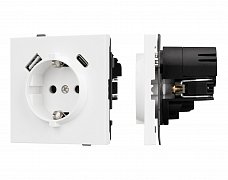 Механизм розетки с USB зарядкой SCT-TENDO-MUAC-PL-WH (230V, 16A) (Arlight, Белый)
