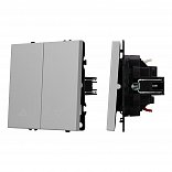 ARL NOBE Выключатель управления шторами 2 кл софт-тач никель SWT-MKR2-SFPL-IS (250V, 10A) (Arlight, -)