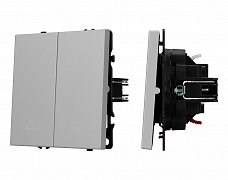 ARL NOBE Выключатель управления шторами 2 кл софт-тач никель SWT-MKR2-SFPL-IS (250V, 10A) (Arlight, -)