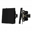 Механизм выключателя двухклавишный проходной SWT-TENDO-MKP2-SFPL-BK (230V, 10A) (Arlight, Матовый черный)