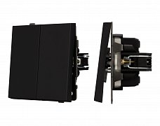 Механизм выключателя двухклавишный проходной SWT-TENDO-MKP2-SFPL-BK (230V, 10A) (Arlight, Матовый черный)