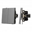 Механизм выключателя двухклавишный непроходной SWT-TENDO-MK02-PL-GR (230V, 10A) (Arlight, Графитовый)