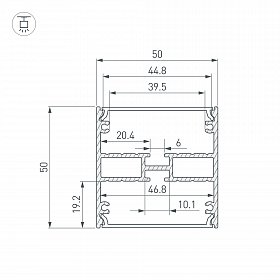 Профиль LINE-5050-DUAL-2000 ANOD (Arlight, Алюминий)