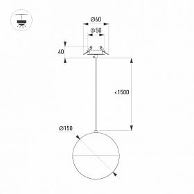 Светильник SP-EMISFERO-HANG-BUILT-R150-11W Warm3000 (WH, 170 deg, 230V) (Arlight, IP20 Металл, 3 года)