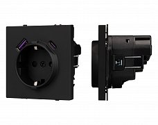 ARL NOBE Розетка зк со шторками с USB тип А+С софт-тач черный оникс SCT-MUAC-SFPL-BK (250V, 16A) (Arlight, -)
