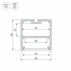 Профиль SL-LINE-5050-2000 ANOD (Arlight, Алюминий)
