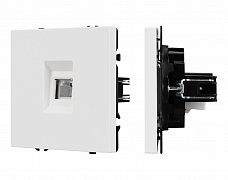 ARL NOBE Розетка телефонная софт-тач белый кварц SCT-MTL1-SFPL-WH (RJ-11, 4C) (Arlight, -)