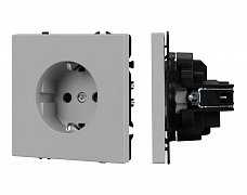 ARL NOBE Розетка зк со шторками софт-тач никель SCT-MEU-SFPL-IS (250V, 16A) (Arlight, -)