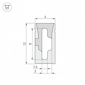 Силиконовый профиль WPH-FLEX-0612-SIDE-S8-10m WHITE (Arlight, Силикон)