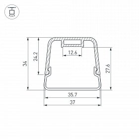 Профиль с экраном LINE-D-3734-2000 TETRA BLACK+OPAL (Arlight, Алюминий)