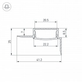 Профиль FANTOM-W20-H10-EDGE-2000 ANOD (Arlight, Алюминий)