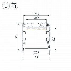Профиль SL-LINE-3535-3000 ANOD с рефлектором (Arlight, Алюминий)