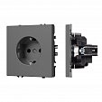 ARL NOBE Розетка зк со шторками софт-тач серый базальт SCT-MEU-SFPL-GR (250V, 16A) (Arlight, -)