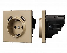 Механизм розетки с USB зарядкой SCT-NOBE-MUAA-SFPL-GD (230V, 16A) (Arlight, Золотой песок)