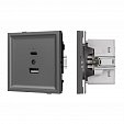 Механизм USB розетки SCT-TENDO-MUAC-SFPL-GR (5V, 3A, QC3) (Arlight, Матовый графитовый)
