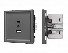 Механизм USB розетки SCT-TENDO-MUAC-SFPL-GR (5V, 3A, QC3) (Arlight, Матовый графитовый)