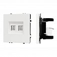 ARL NOBE Розетка компьютерная двойная софт-тач белый кварц SCT-MPC2-SFPL-WH (2хRJ-45, CAT6) (Arlight, -)