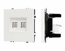 ARL NOBE Розетка компьютерная двойная софт-тач белый кварц SCT-MPC2-SFPL-WH (2хRJ-45, CAT6) (Arlight, -)