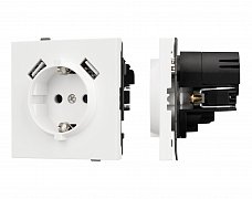 Механизм розетки с USB зарядкой SCT-TENDO-MUAA-SFPL-WH (230V, 16A) (Arlight, Матовый белый)