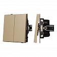 Механизм выключателя двухклавишный непроходной SWT-TENDO-MK02-SFPL-GD (230V, 10A) (Arlight, Матовый песочный)