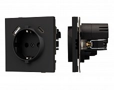 Механизм розетки с USB зарядкой SCT-TENDO-MUAC-SFPL-BK (230V, 16A) (Arlight, Матовый черный)