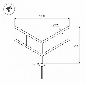 Кронштейн OXOR-SY4-1800x108-L1000 BLACK (Arlight, Сталь)