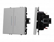 ARL NOBE Выключатель проходной 2 кл подсветка софт-тач никель SWT-MKP2-SFPL-L-IS (250V, 10A) (Arlight, -)