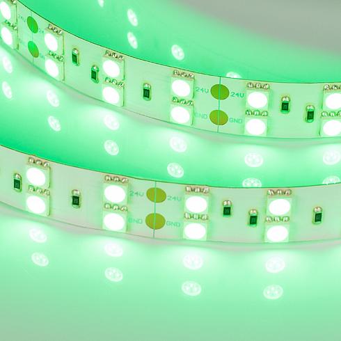 Светодиодная лента RT 2-5000 24V Green 2x2 (5060, 600 LED, LUX) (Arlight, 28.8 Вт/м, IP20)