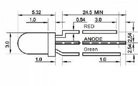 Светодиод ARL-3514EGW/3L (anode) (Arlight, 3мм (круглый))