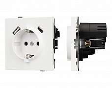Механизм розетки с USB зарядкой SCT-TENDO-MUAC-SFPL-WH (230V, 16A) (Arlight, Матовый белый)