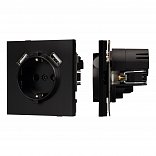 Механизм розетки с USB зарядкой SCT-TENDO-MUAA-PL-BK (230V, 16A) (Arlight, Черный)
