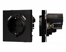 Механизм розетки с USB зарядкой SCT-TENDO-MUAA-PL-BK (230V, 16A) (Arlight, Черный)
