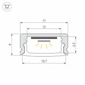 Профиль LINE-1708-2000 ANOD GOLD (Arlight, Алюминий)