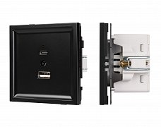 Механизм USB розетки SCT-TENDO-MUAC-PL-BK (5V, 3A, QC3) (Arlight, Черный)