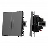 ARL NOBE Выключатель 2 кл подсветка софт-тач серый базальт SWT-MK02-SFPL-L-GR (250V, 10A) (Arlight, -)