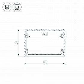 Профиль LINE-3020-2000 ANOD (Arlight, Алюминий)