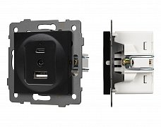 Механизм USB розетки SCT-MUAC-PL-BK-V (5V, 3A, QC4) (Arlight, -)