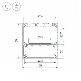 Профиль SL-LINE-5050-2000 ANOD с рефлектором (Arlight, Алюминий)